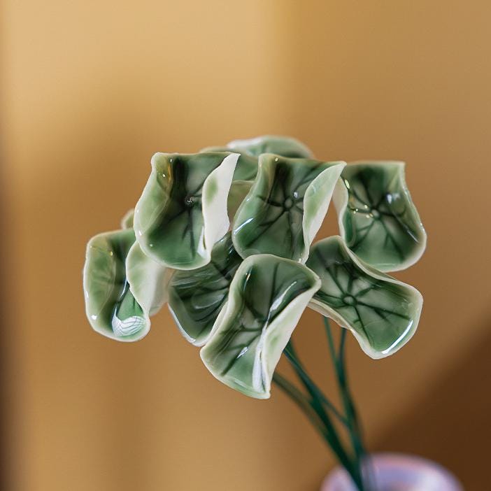 Ceramic Four Leaf Clover Decor, Mini Lucky Clover Bouquet, Porcelain Clover Flower, St Patricks Day Decor, Lucky Charm Desk Decor Gift