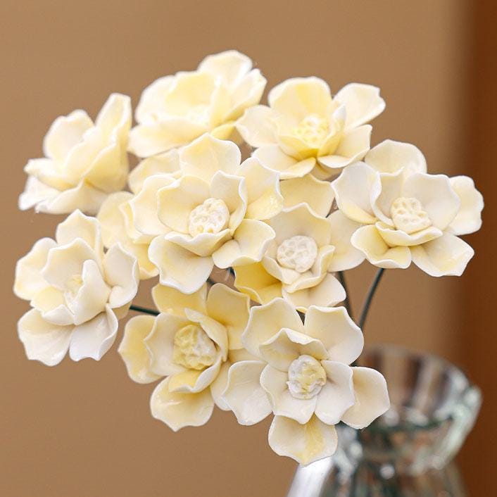 Ceramic Magnolia Bouquet, Tabletop Home Decor