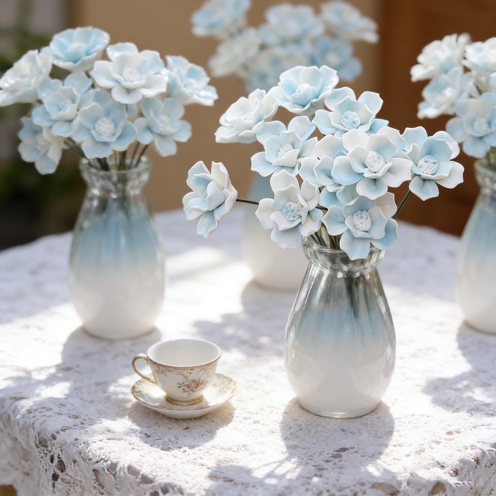 Ceramic Magnolia Bouquet, Tabletop Home Decor