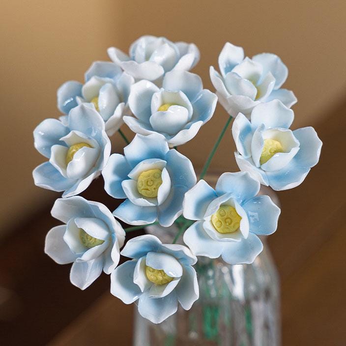 Ceramic Bouquet, Gradient Flowers, Home Tabletop Decor