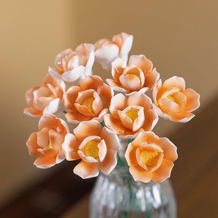 Ceramic Bouquet, Gradient Flowers, Home Tabletop Decor