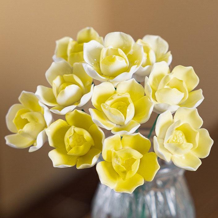 Ceramic Bouquet, Gradient Flowers, Home Tabletop Decor