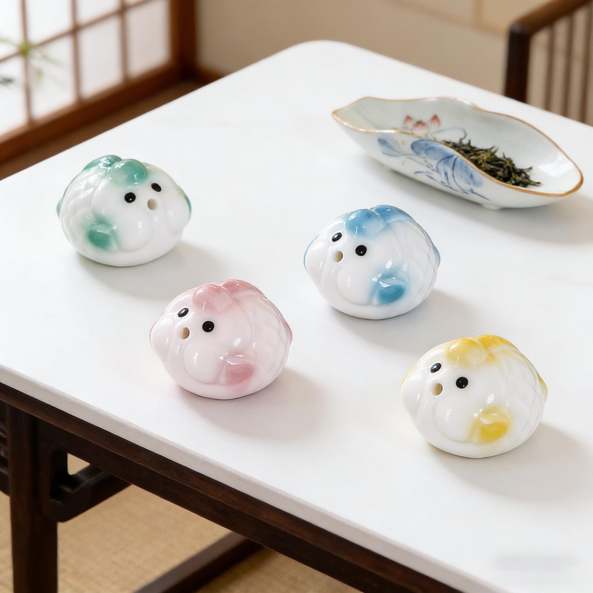 Ceramic Fish Figurines Colorful Decorative Ornaments for Home Table Display