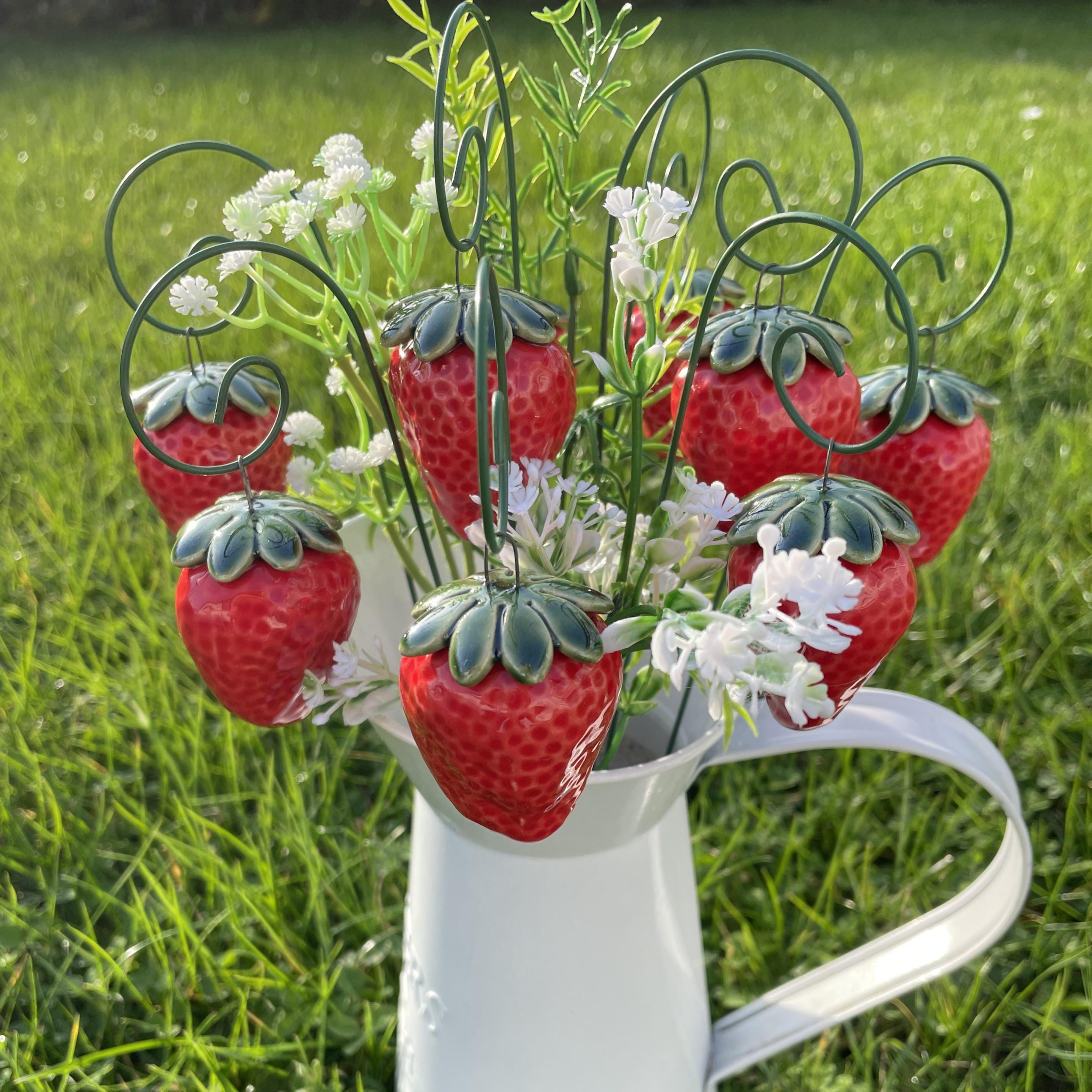 Ceramic Strawberry Plant Marker, Lawn & Yard Decoration