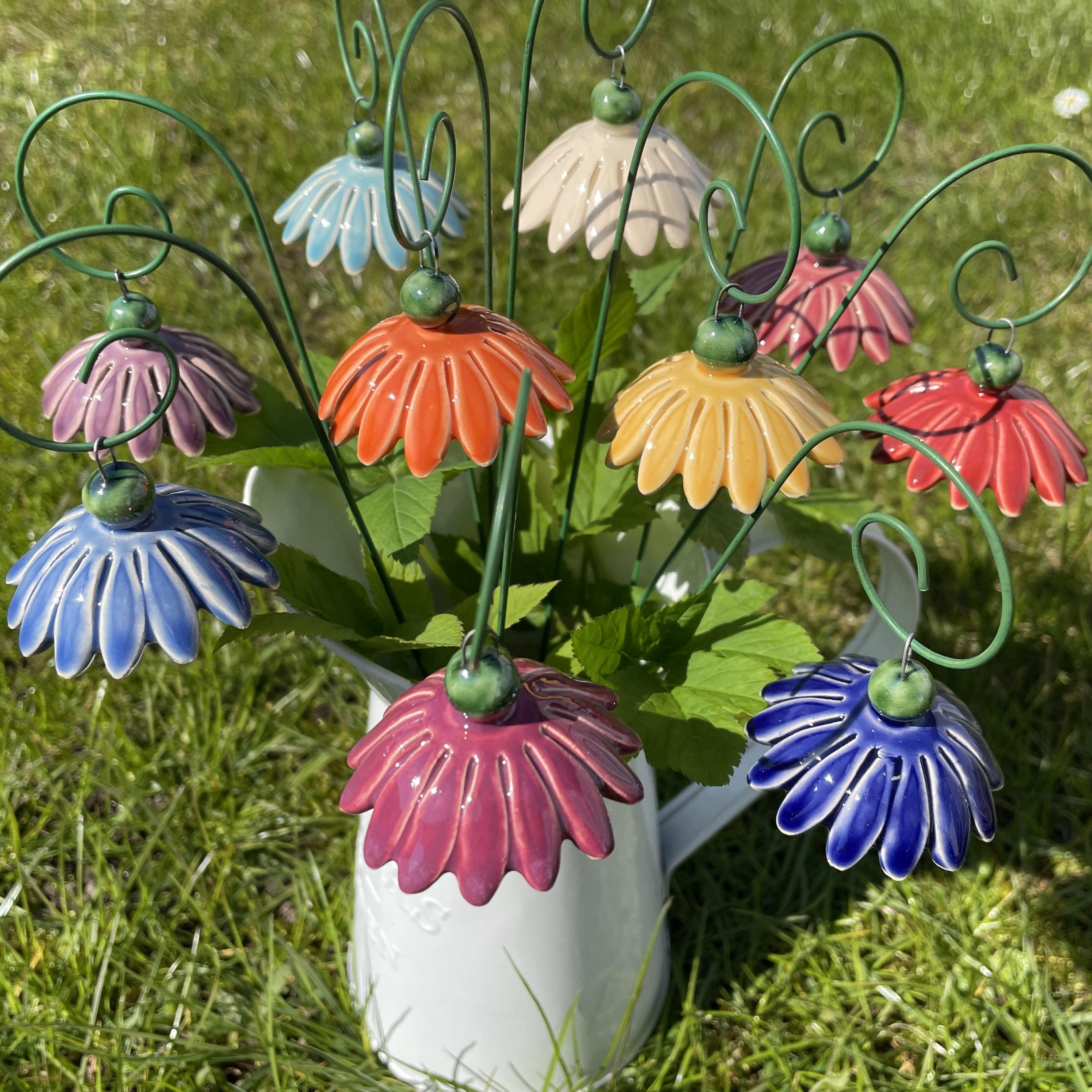Ceramic Flower/Fairytale Flowers,Plant stake, fairy garden accessories, garden decor, plant accessories