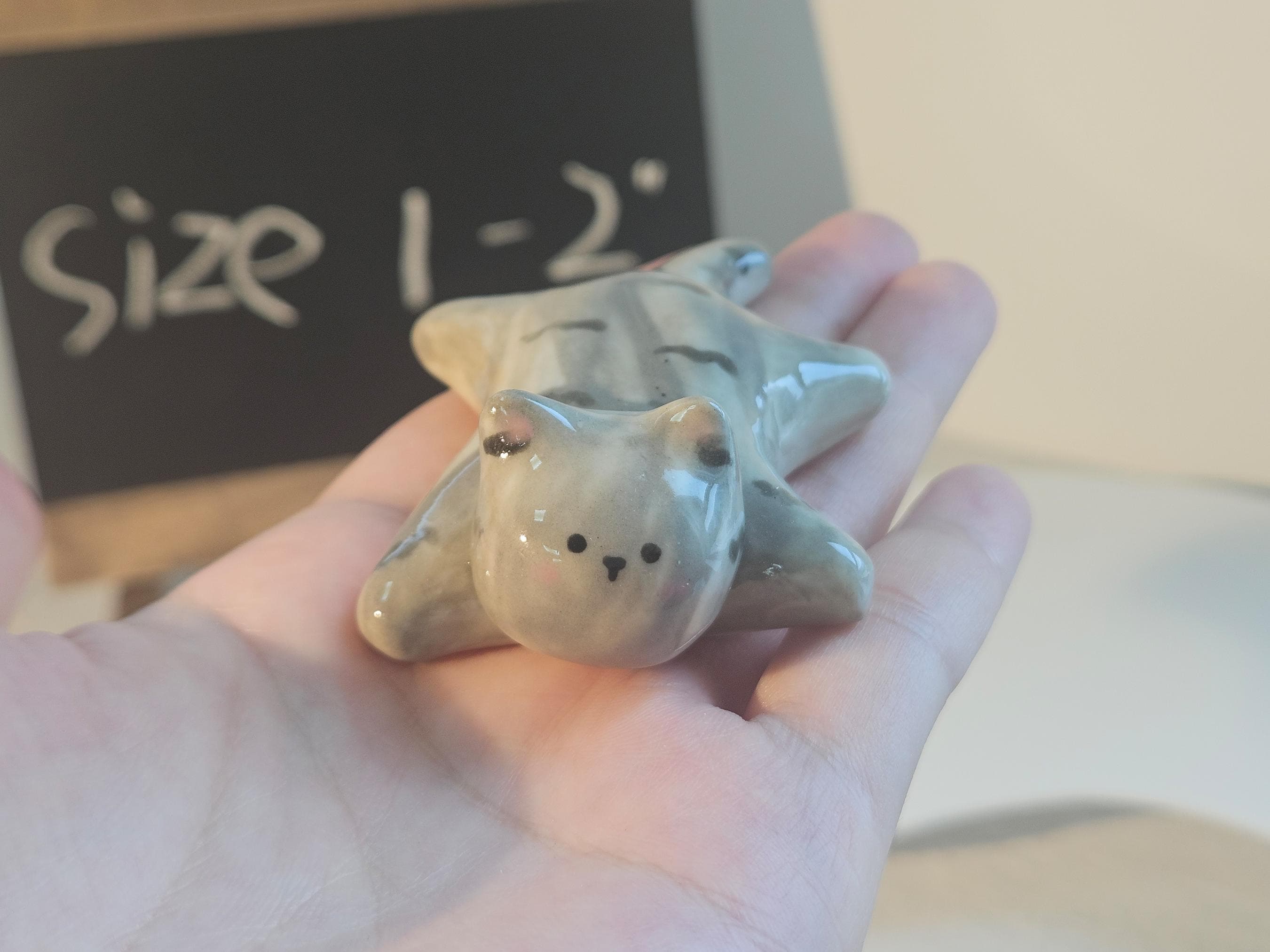 Ceramic Cat Figurines Flat‑Pose Decorative Ornaments for Home Shelf Display