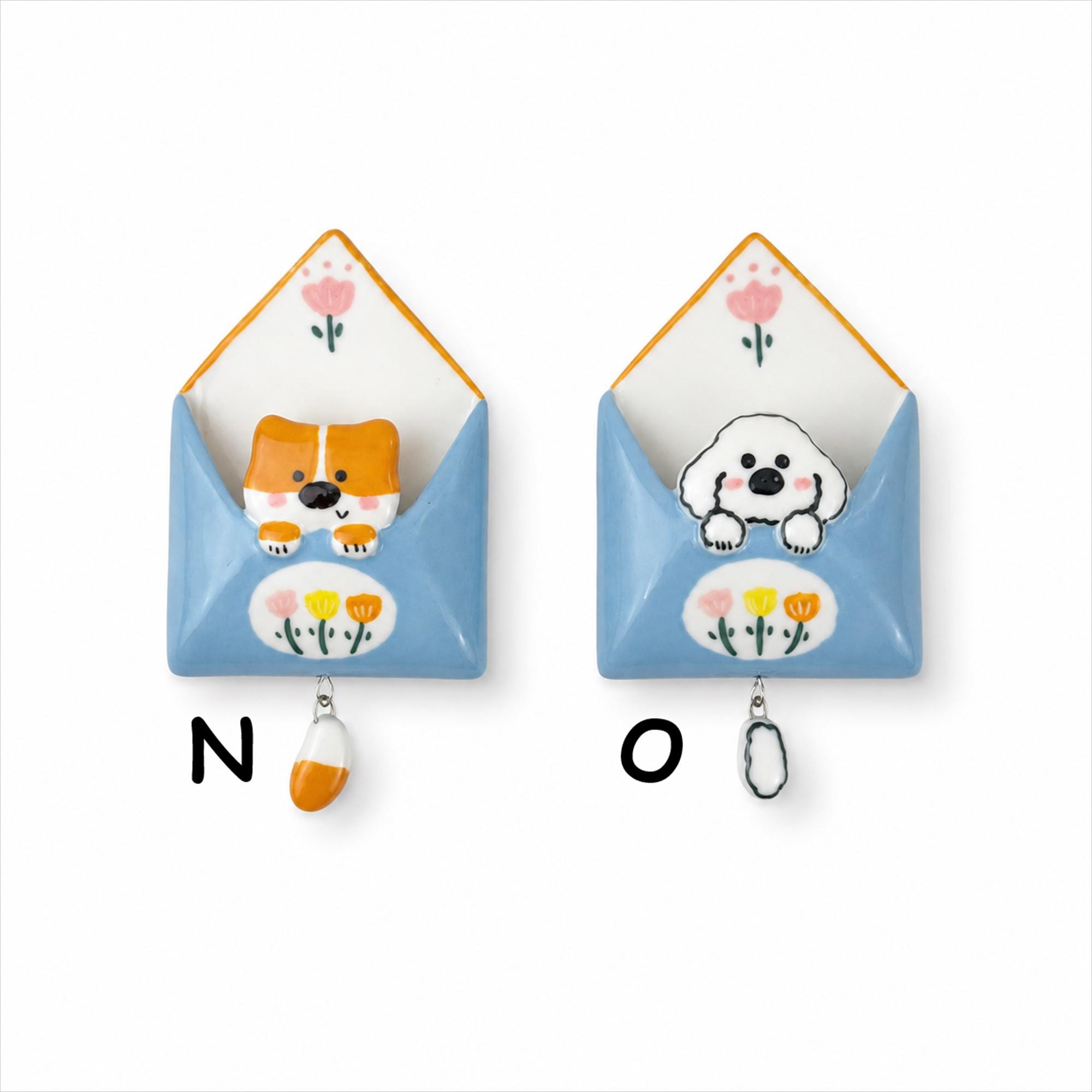 Ceramic Envelope‑Style Fridge Magnets Animal Decorative Pieces for Home Kitchen Display