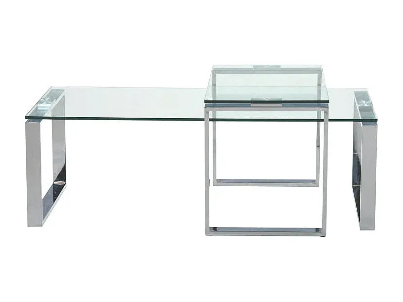 Moderner Couchtisch aus Klarglas mit Beistelltisch-decoravito.com