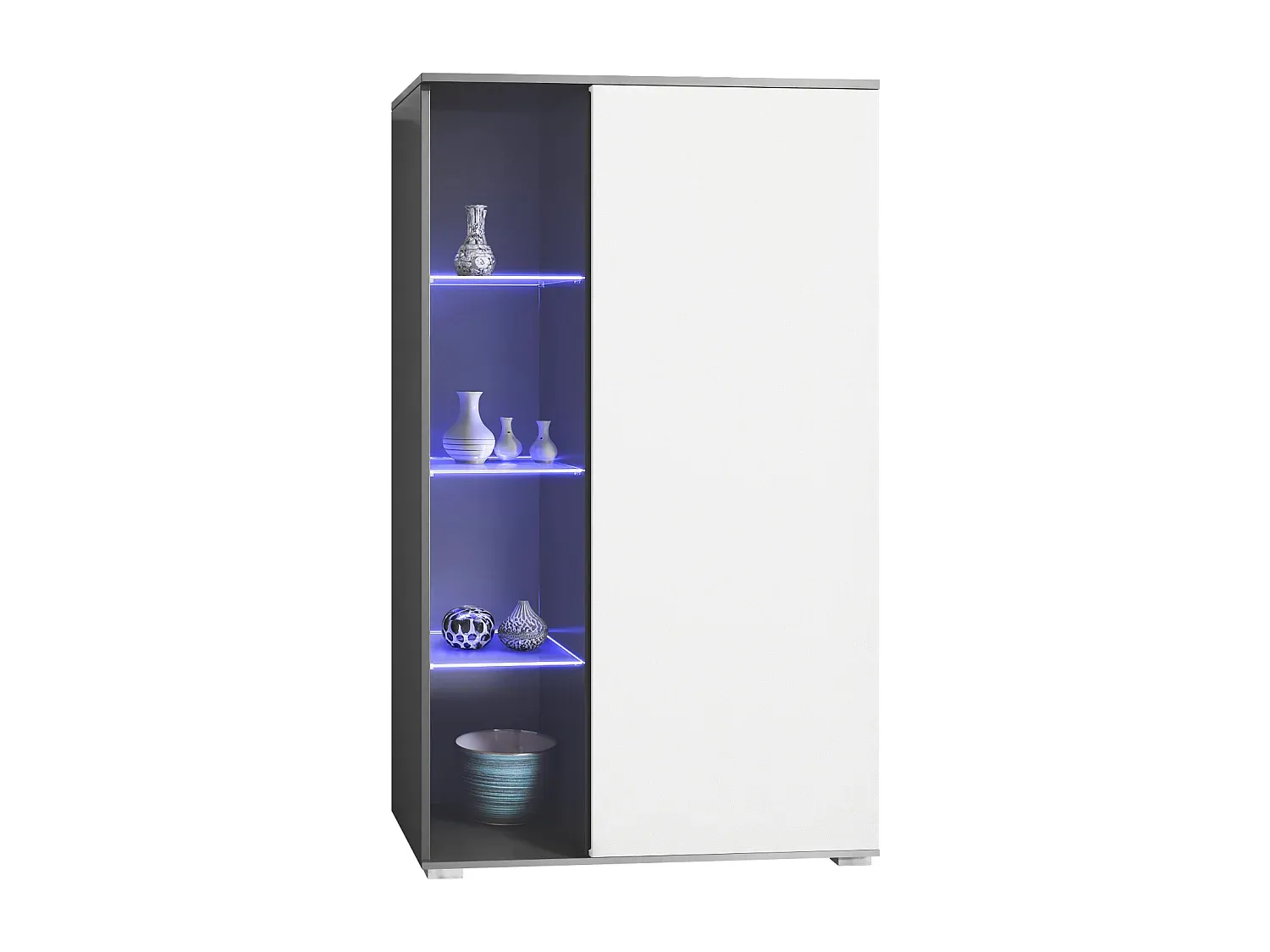 Moderne Vitrine in Sandgrau Hochglanz-decoravito.com