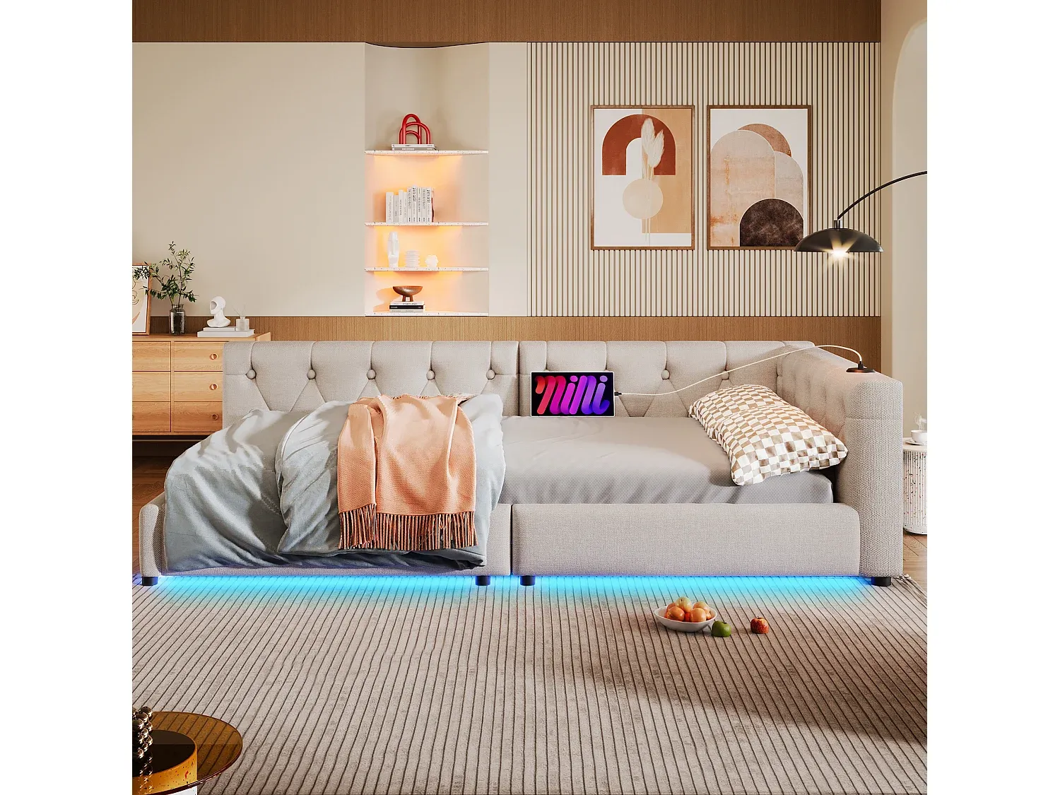 Hochwertiges Kinderschlafsofa mit LED und USB-decoravito.com
