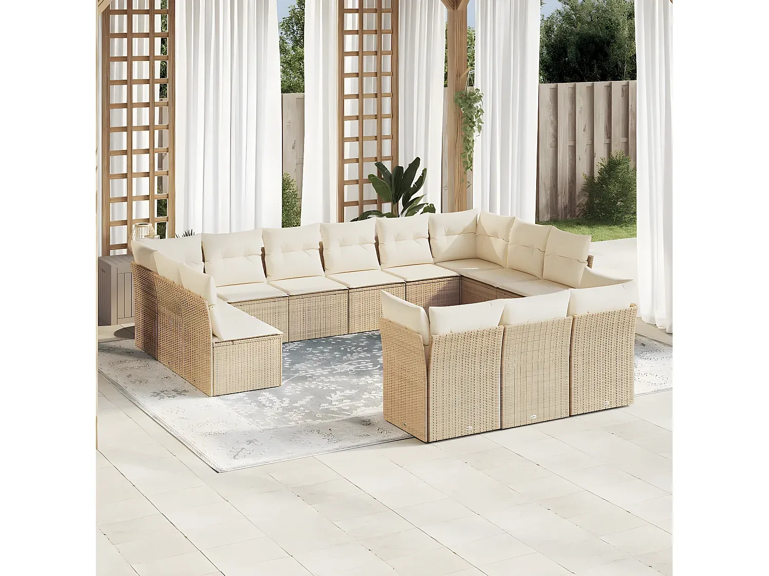 Gartenlounge-Set mit Kissen in Beige-decoravito.com