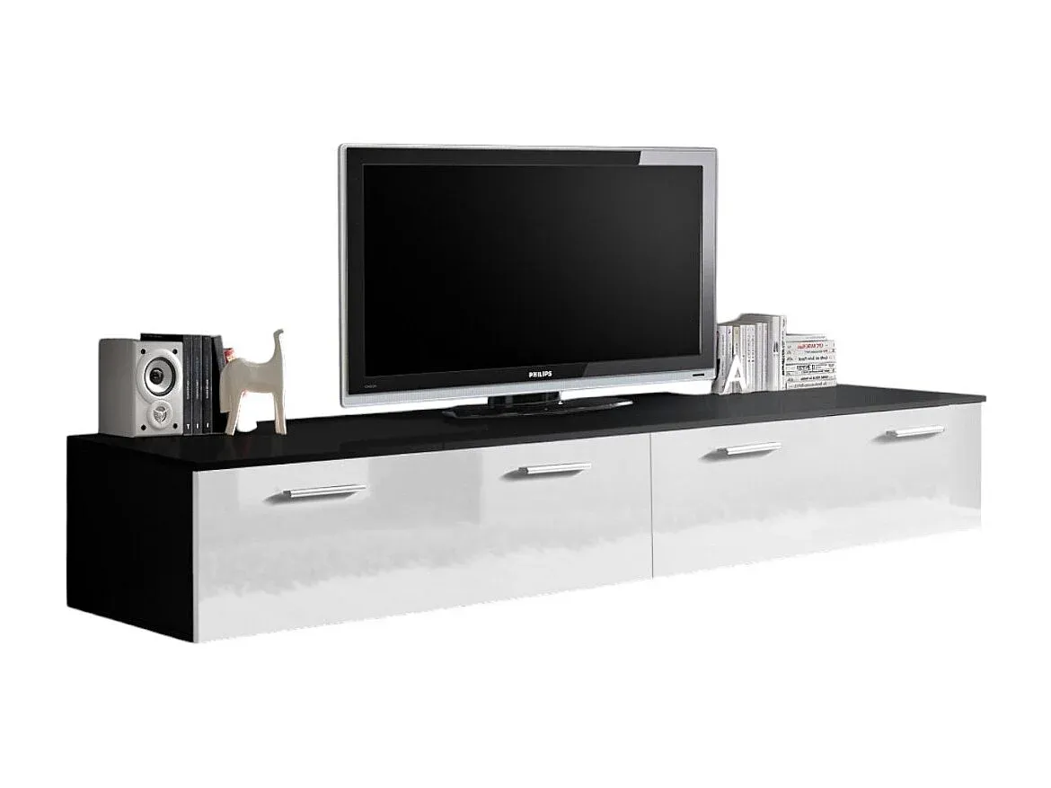Fernsehmöbel 200cm mit Klapptüren, Schwarz-Weiß-decoravito.com