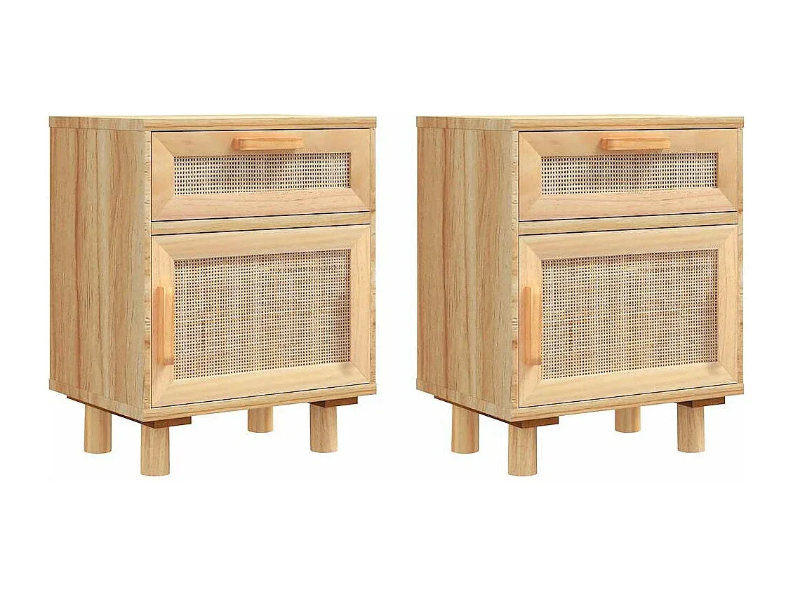 Holz-Nachttische mit Rattan-Details-decoravito.com