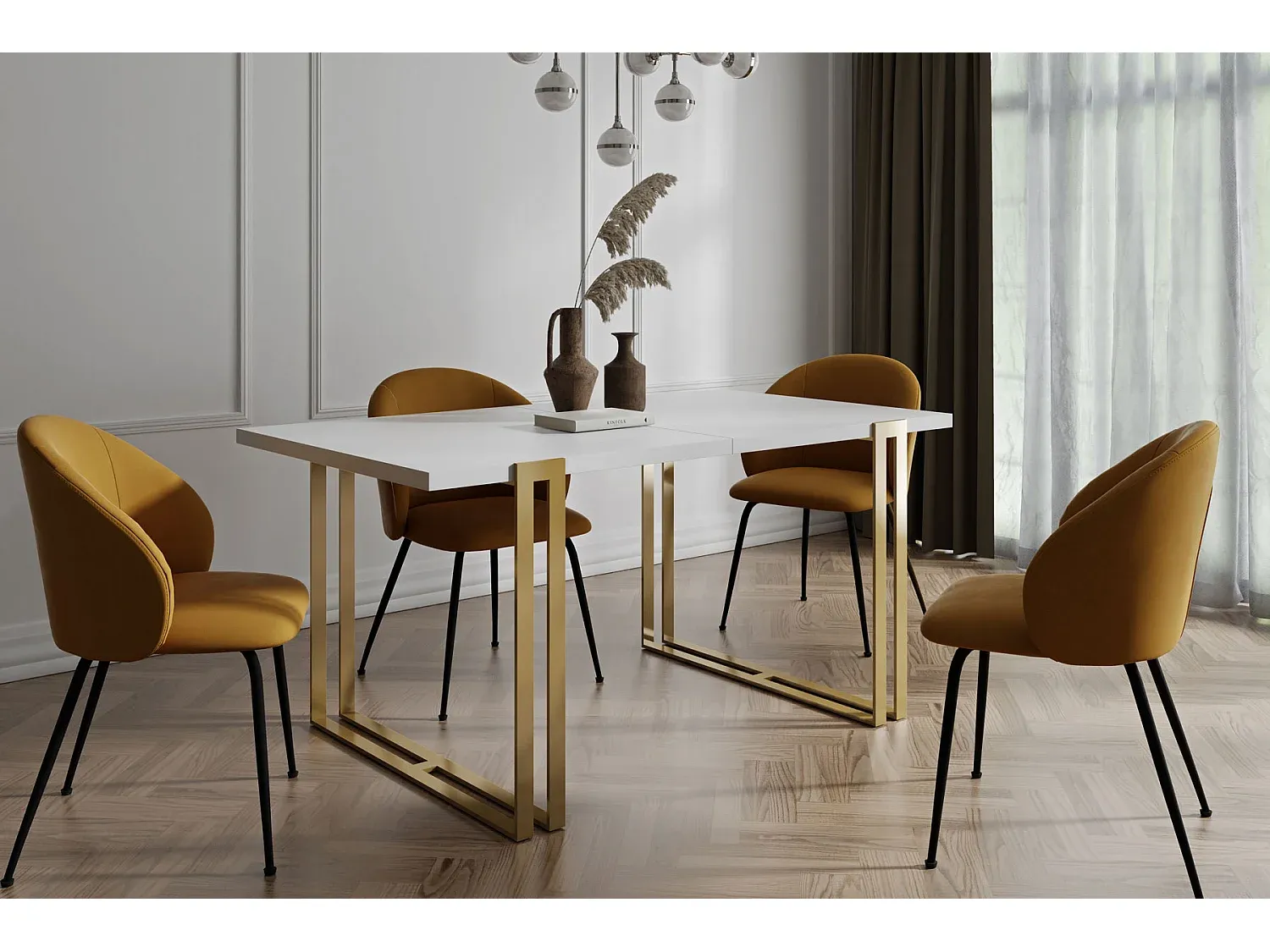 Verstellbarer Industrietisch mit Metallbeinen, von 120 bis 220 cm-decoravito.com