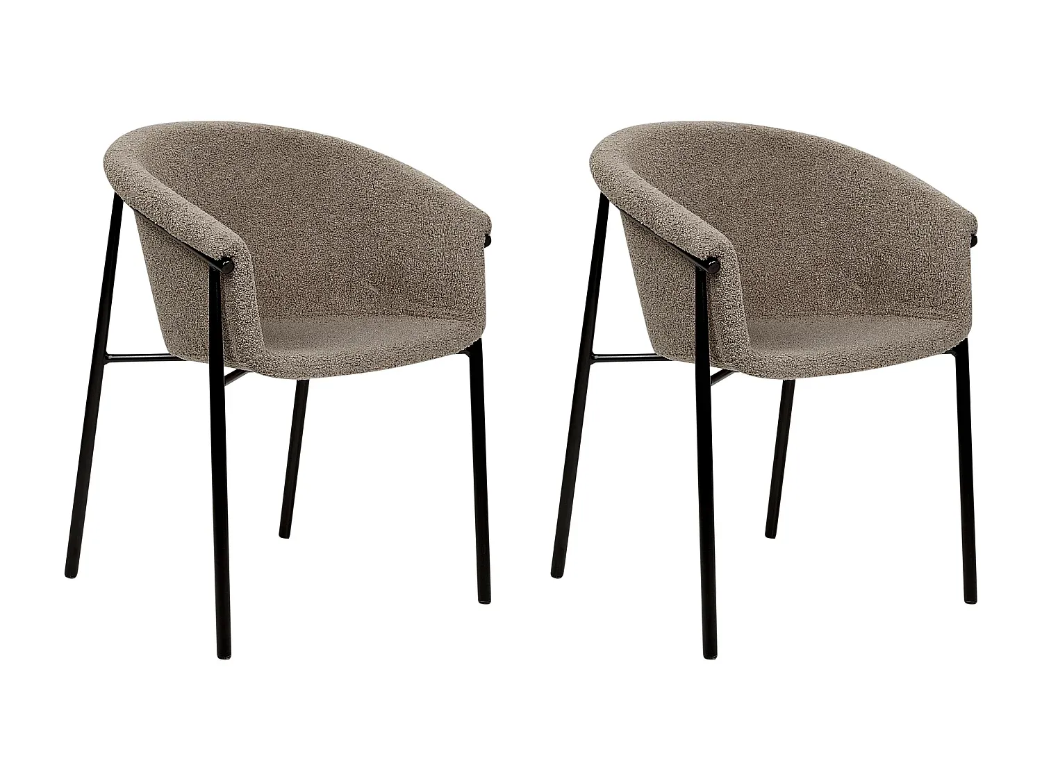 Moderner Esszimmerstuhl 2er Set in Bouclé Beige und Schwarz-decoravito.com