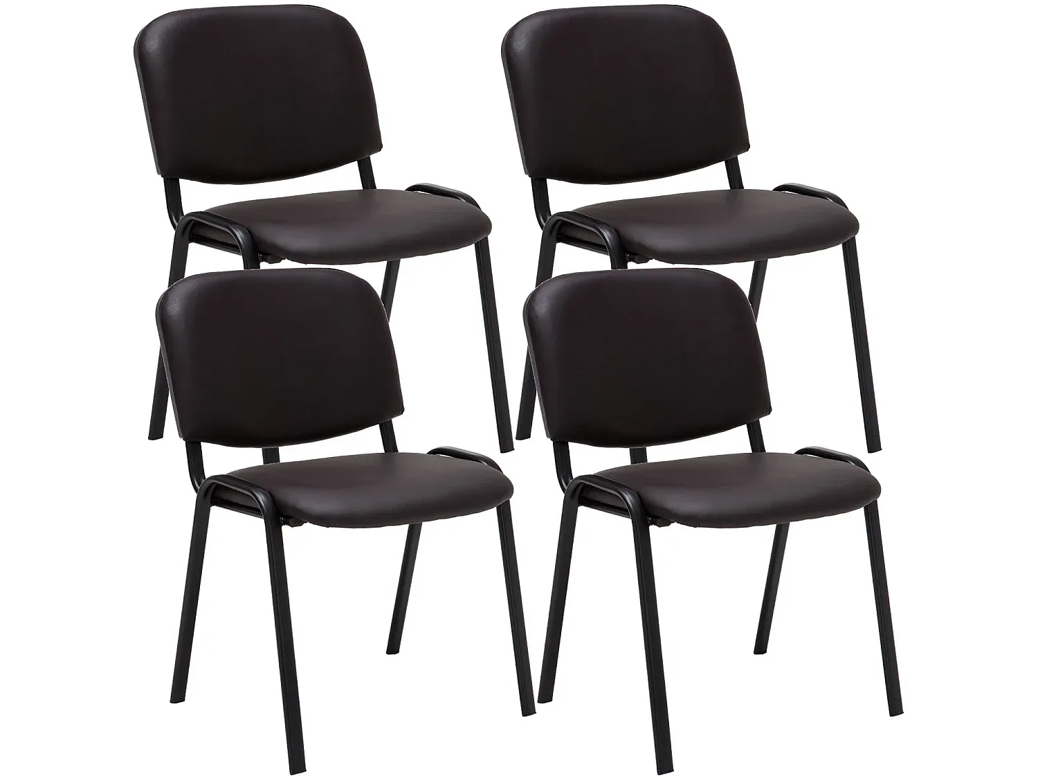 4er Set Konferenzstühle - Kunstleder und Metall - Braun-decoravito.com