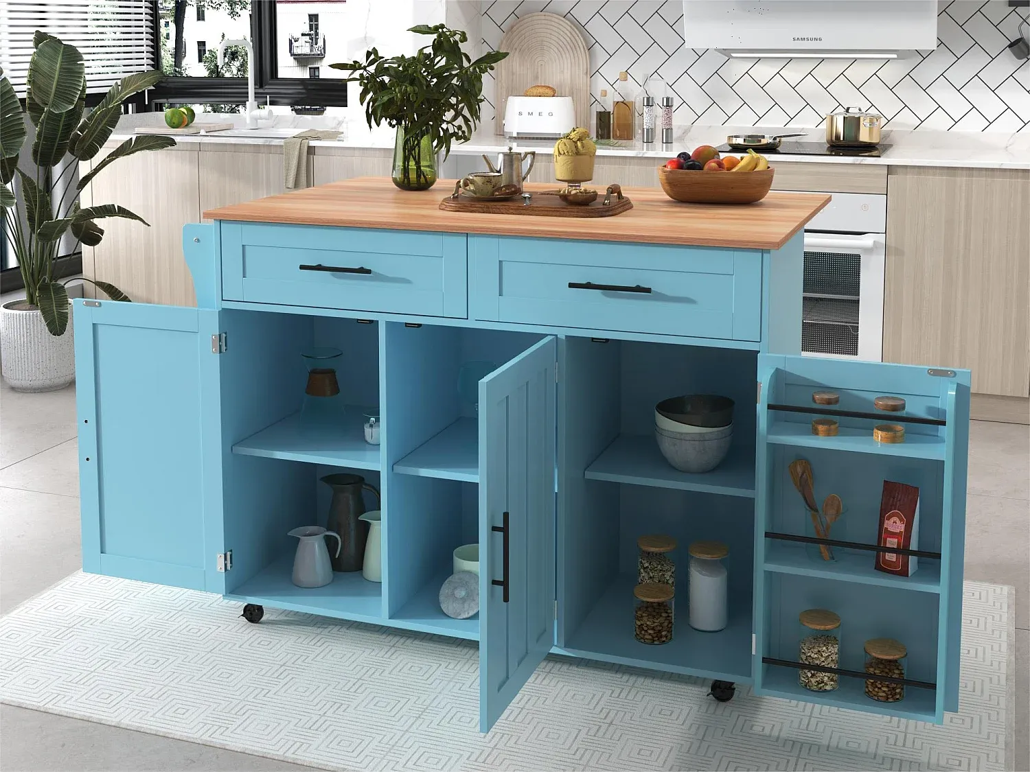 Multifunktionales Sideboard mit klappbarer Konsole und Stauraum-decoravito.com