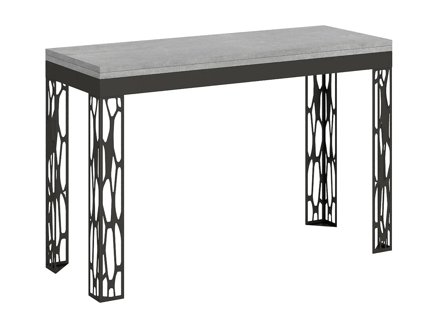 Kompakter Klapptisch mit Zementoptik und stabilem Eisenrahmen-decoravito.com