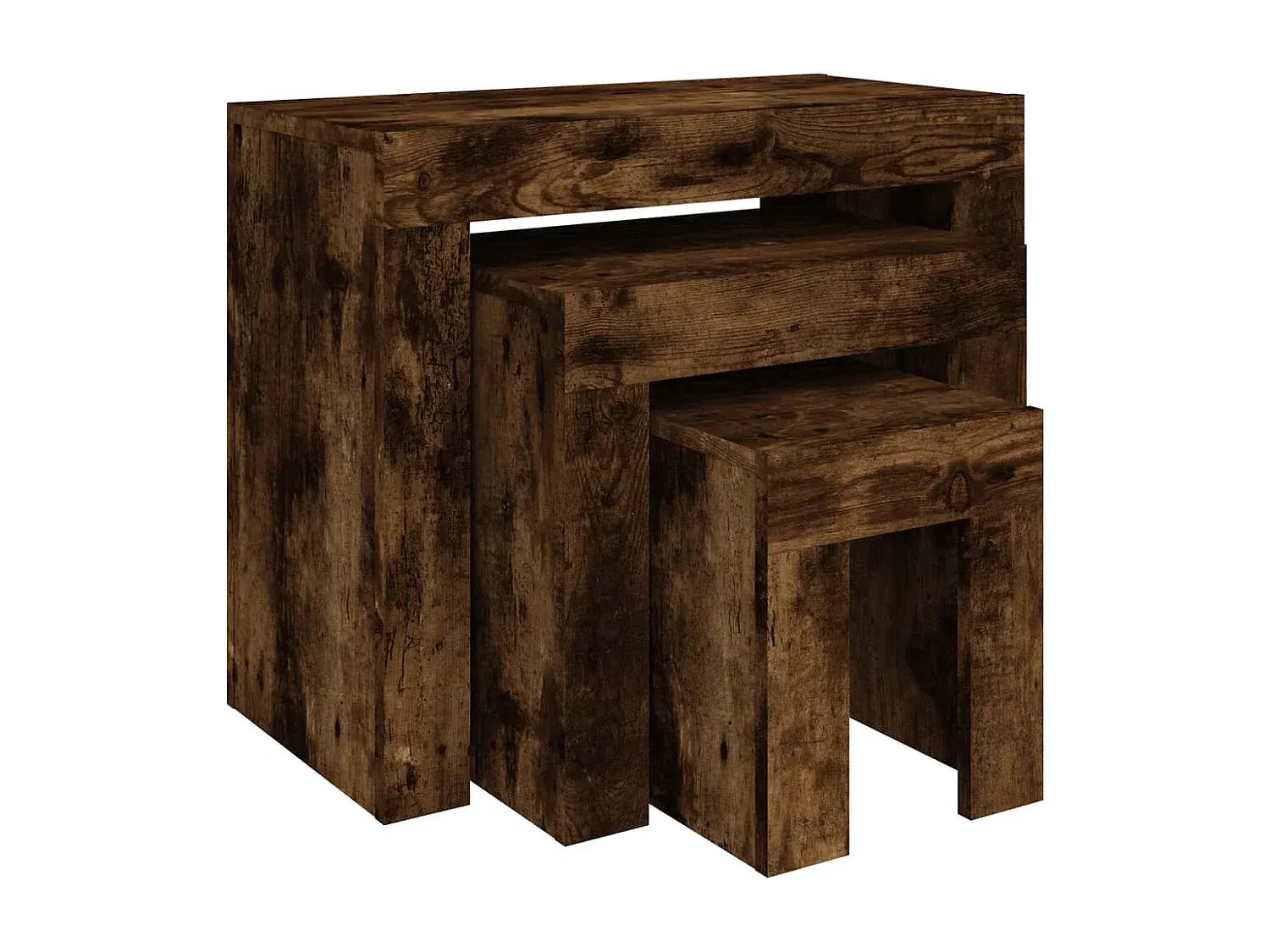 Stapelbare Couchtische aus Räuchereiche Holz-decoravito.com
