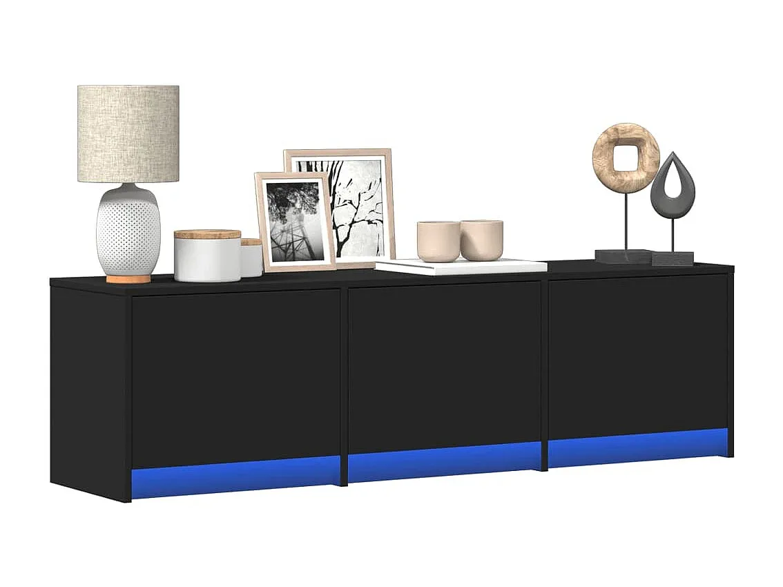 Moderner TV-Schrank mit LED-Beleuchtung, Schwarz, 140 cm-decoravito.com