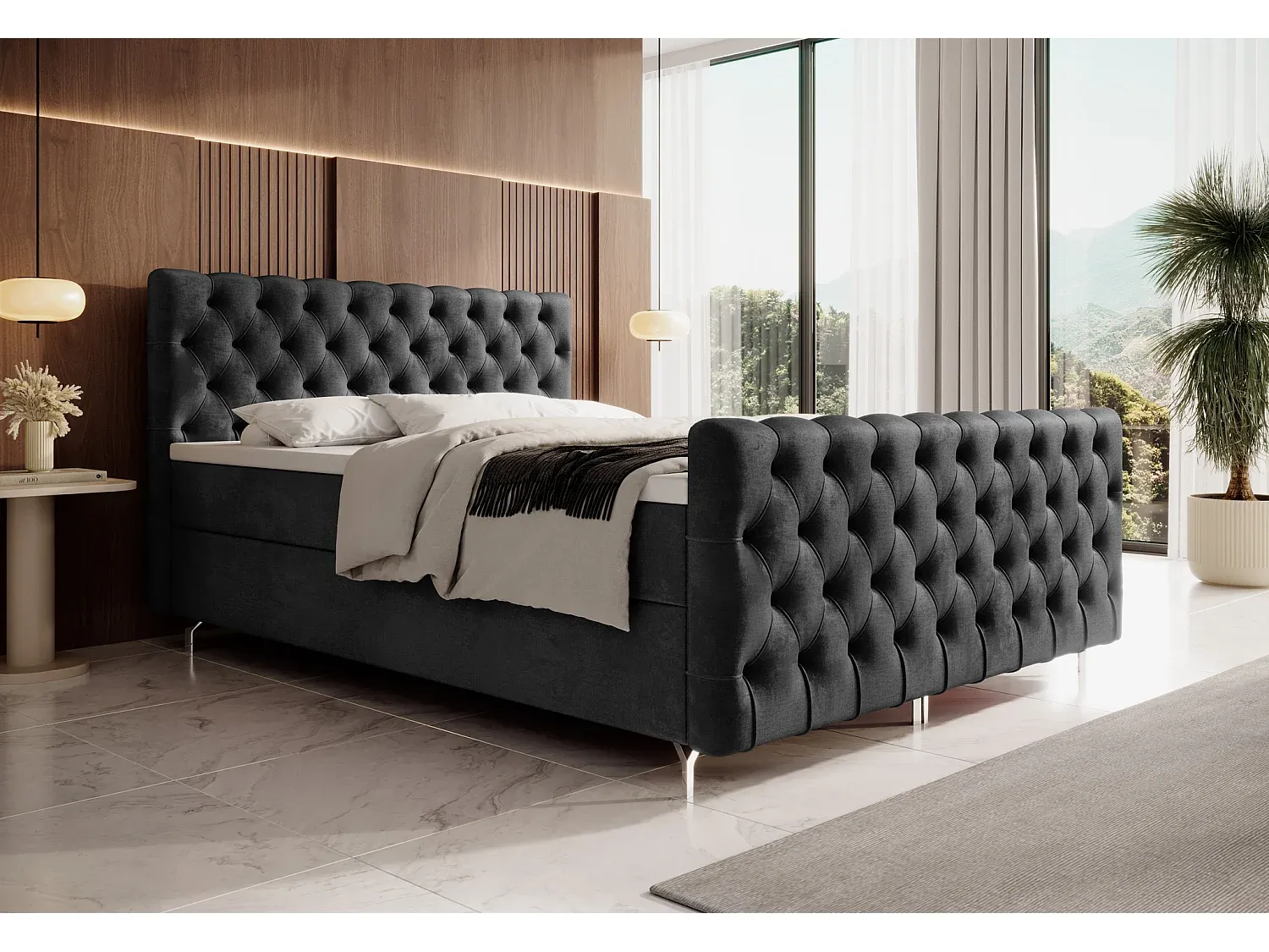 Komfortables Boxspringbett 140x200 mit Polsterung-decoravito.com
