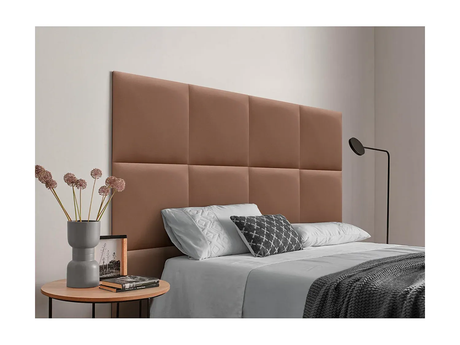 Luxuriös gepolstertes Kopfteil mit Kunstleder, selbstklebende Paneele-decoravito.com