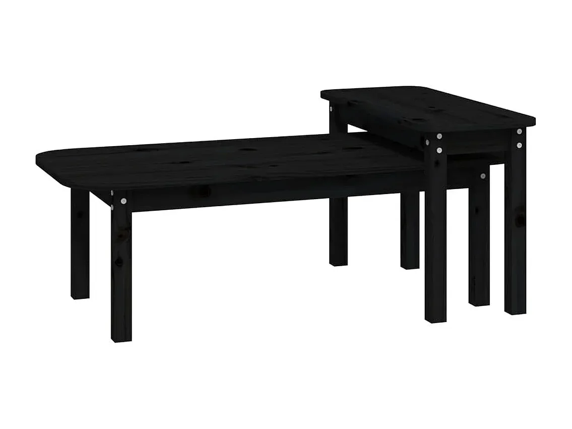 Modernes 2er Set Couchtische aus Massivholz in Schwarz-decoravito.com