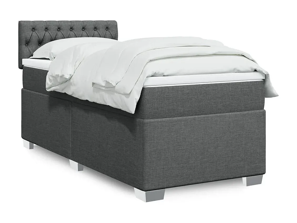 Komfortables Boxspringbett in Dunkelgrau 90x200 cm-decoravito.com