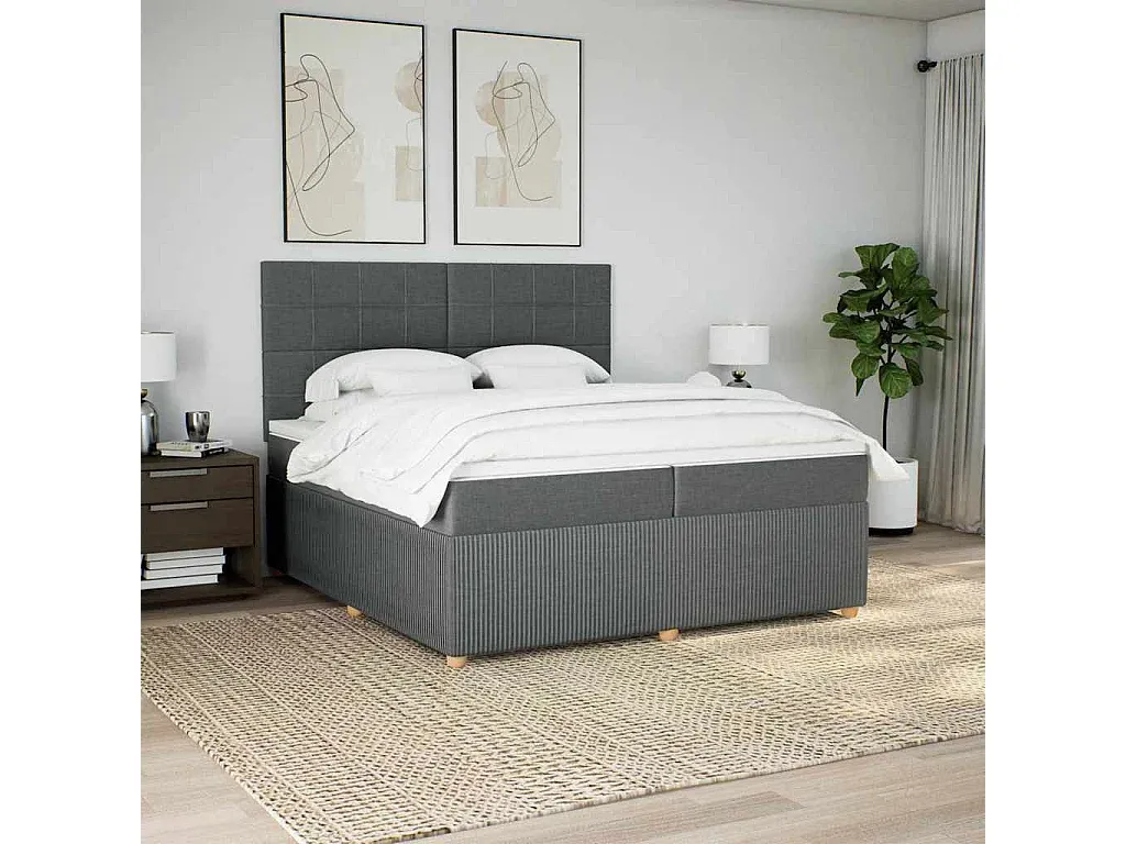 Luxuriöses Polsterbett mit Komfortmatratze 200x200 cm in Dunkelgrau-decoravito.com