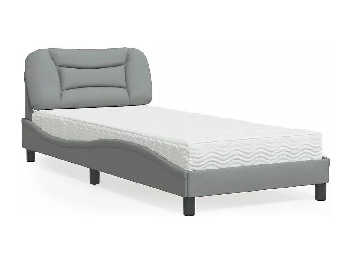 Hellgraues Stoffbett mit Matratze 80x200 cm-decoravito.com