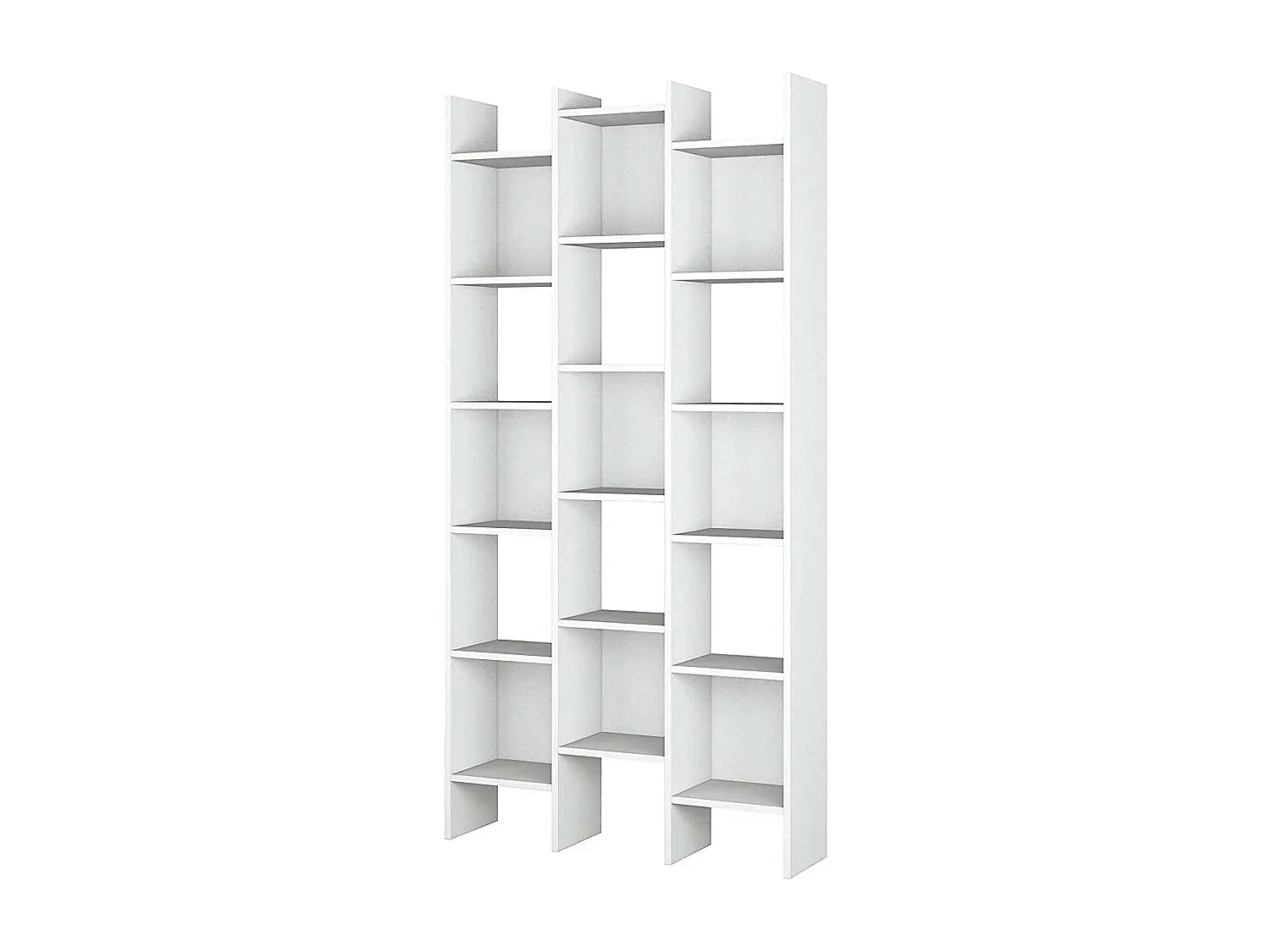 Modernes Bücherregal mit 18 Fächern, quadratisch, Weiß, 96x29x192 cm-decoravito.com