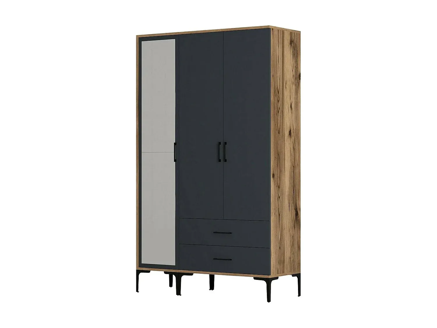 Drehtürenschrank mit Walnuss und Anthrazit, 120x201x48 cm-decoravito.com