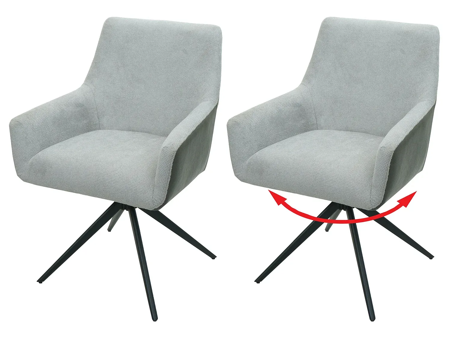 Moderner Esszimmerstuhl im 2er-Set aus Kunstleder, Hellgrau-decoravito.com