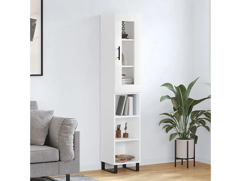 Weißer Holzwerkstoff Hochschrank 34,5x34x180 cm-decoravito.com