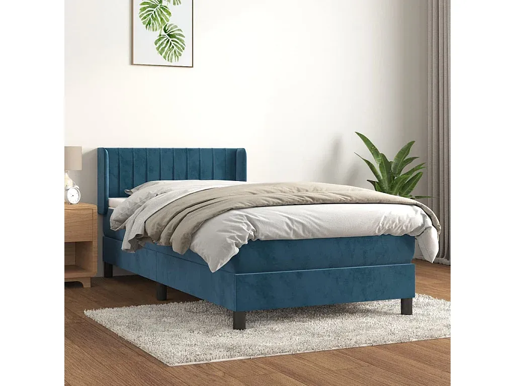 Komfortables Polsterbett im Samt, Dunkelblau 80x200 cm-decoravito.com