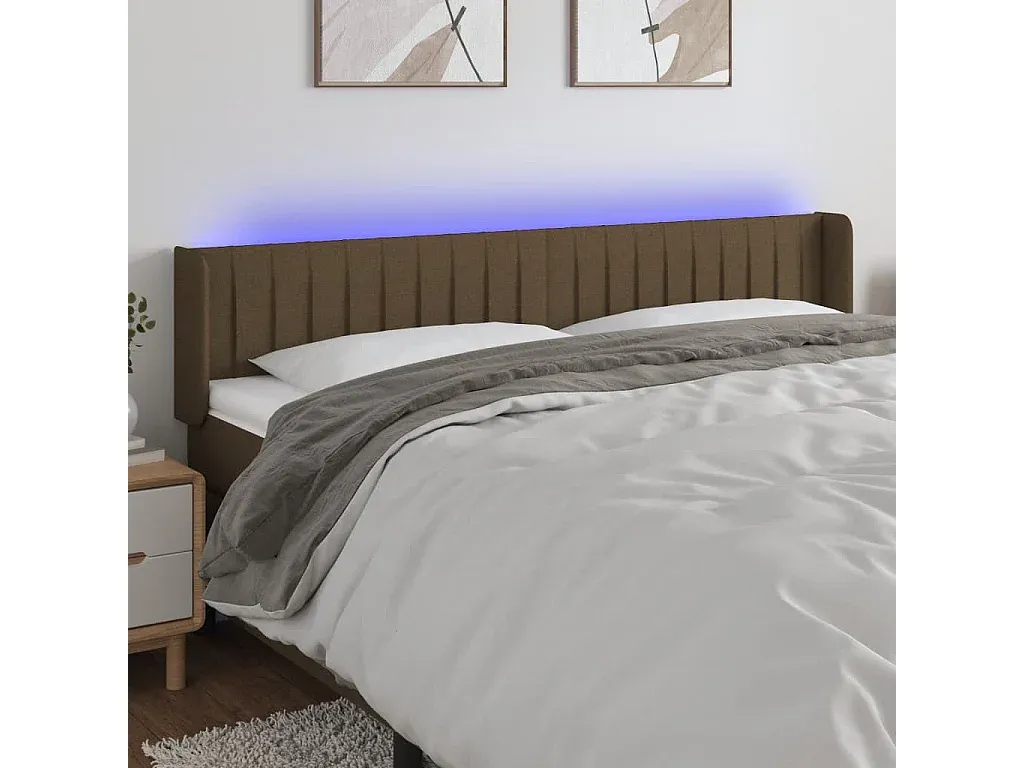 Verstellbares Bettkopfteil mit LED Beleuchtung Dunkelbraun-decoravito.com
