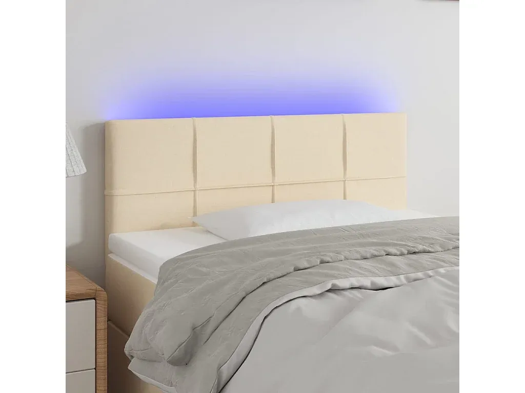 Stoffbett Kopfteil mit LED Beleuchtung Creme 90x5x78/88 cm-decoravito.com