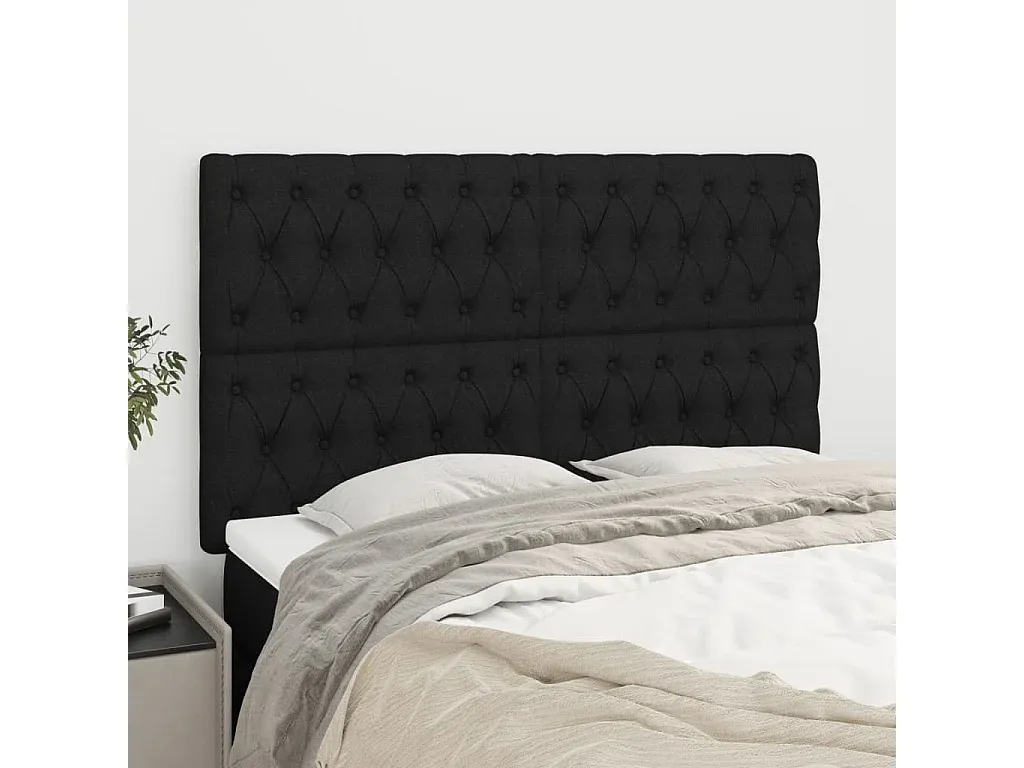 Schwarzes Kopfteil für Bett 80x7x78/88 cm Stoff-decoravito.com