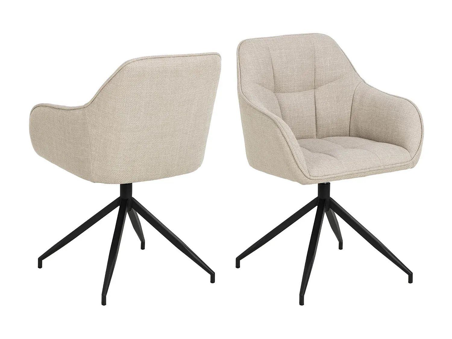 Esszimmerstuhl mit Armlehne und Drehfunktion, beige-decoravito.com