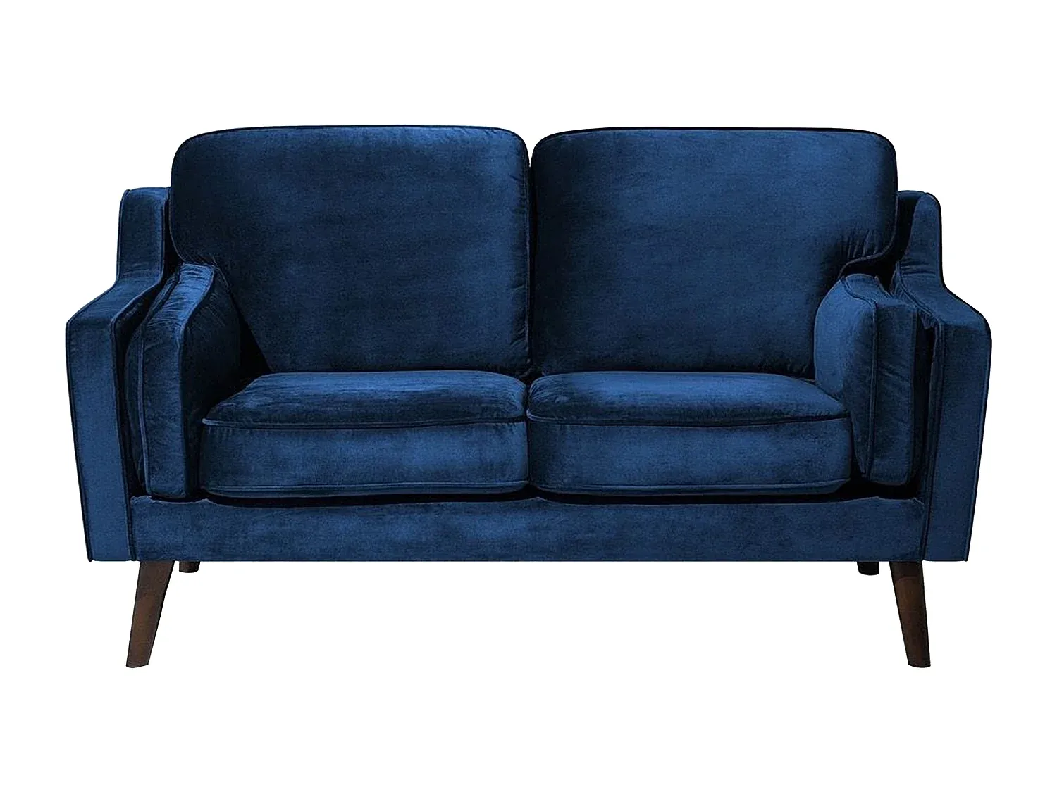 Gemütliches Zweisitzer-Sofa aus dunkelblauem Samt-decoravito.com