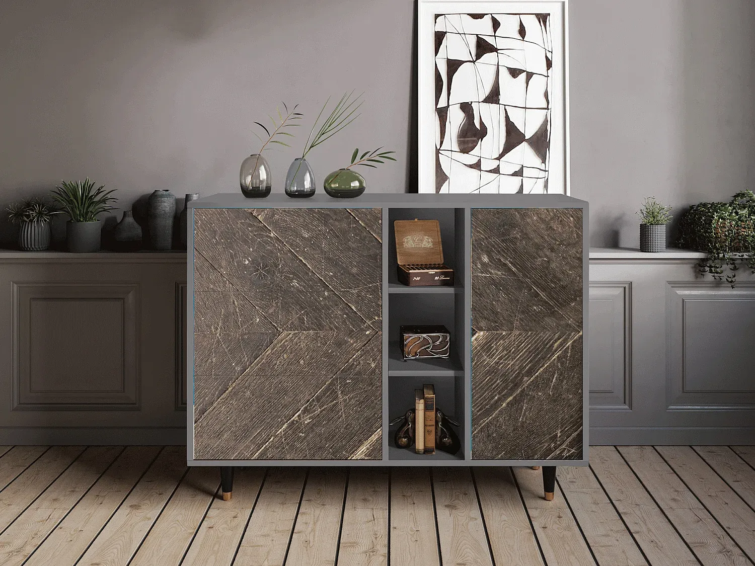 Hochwertiges Sideboard in Grau, 125x98x48 cm-decoravito.com