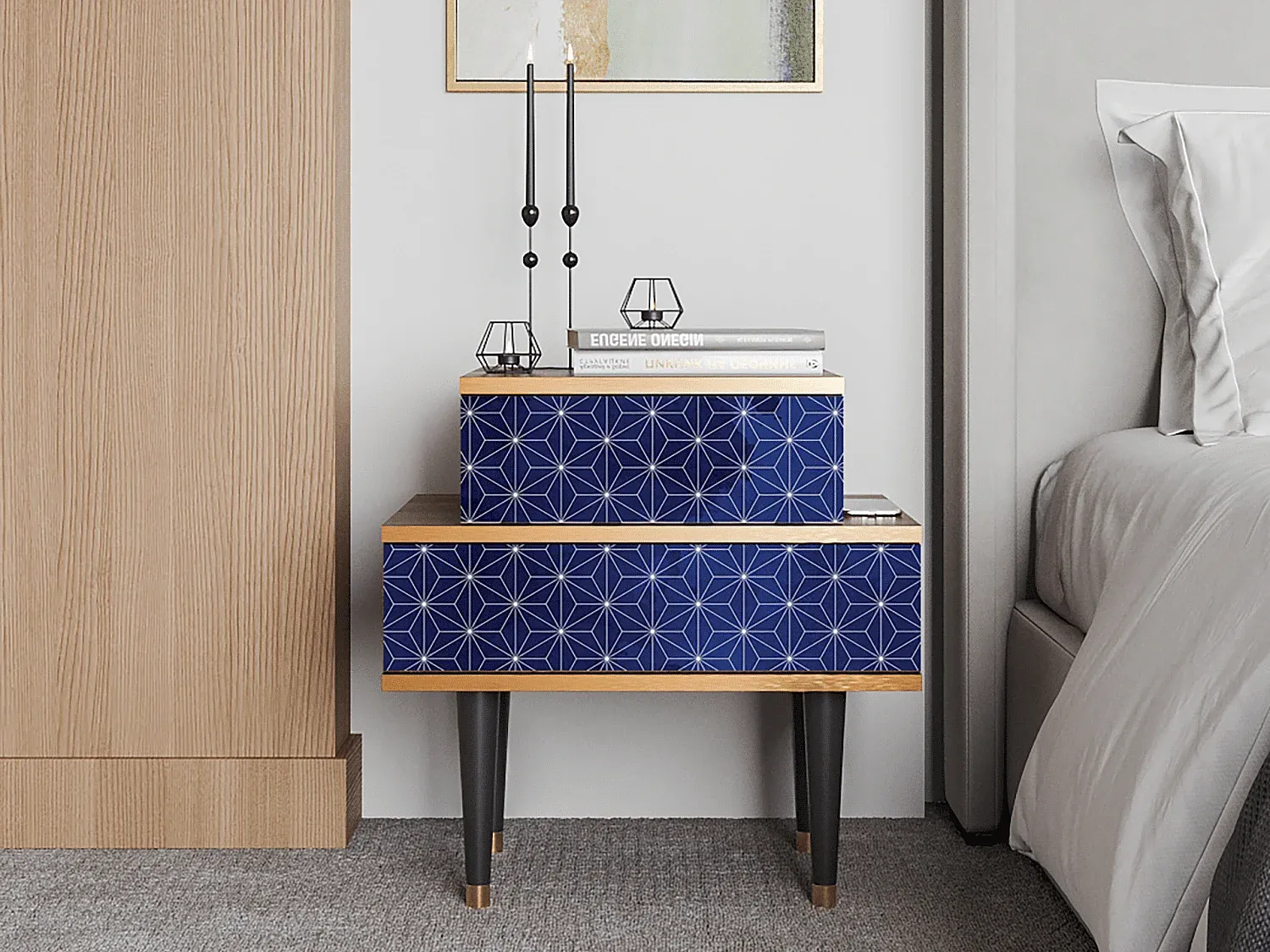 Moderner Nachttisch, Walnuss-Finish, Kompakte Größe-decoravito.com
