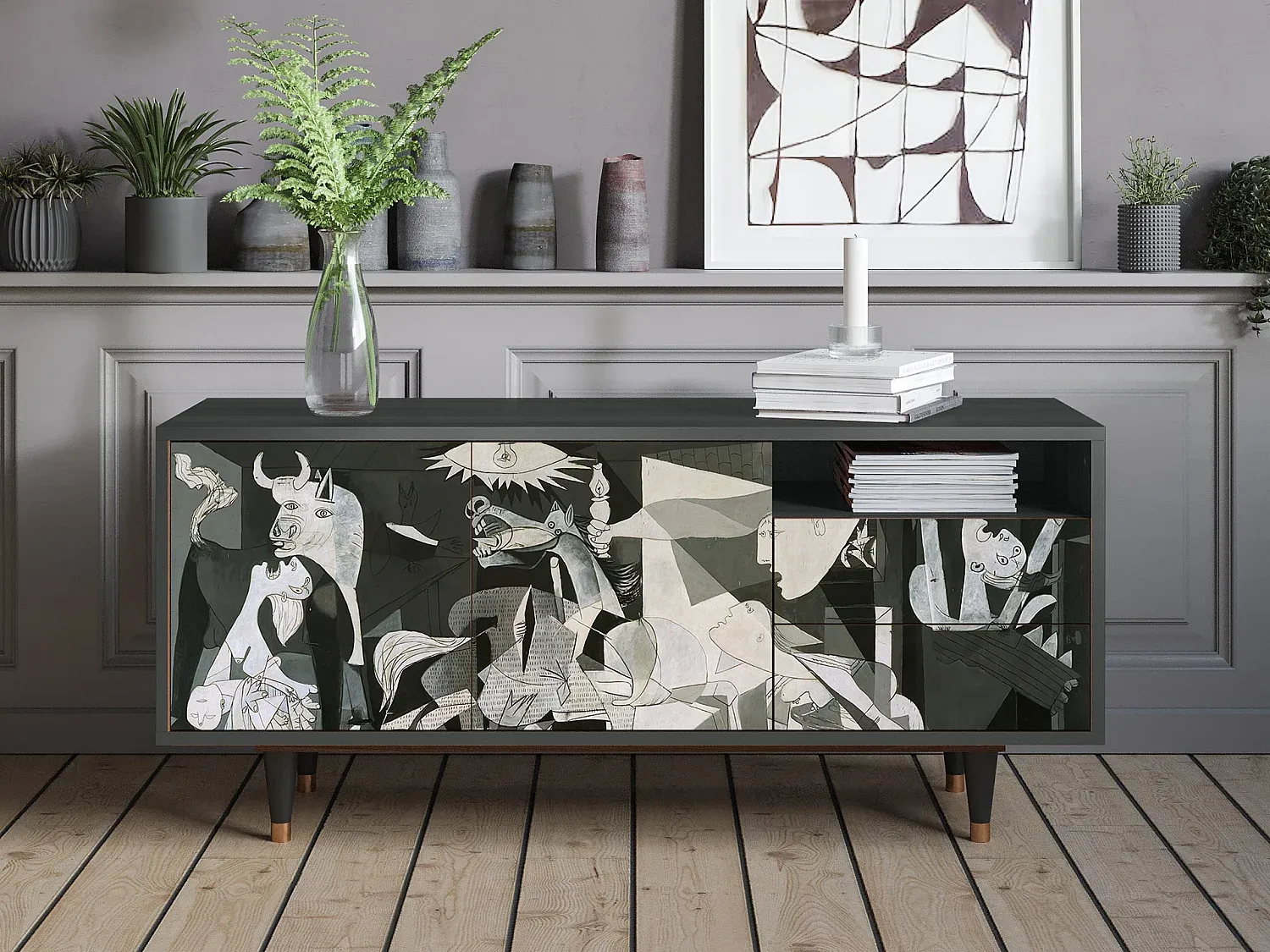 Moderne TV-Möbel mit Kunstdesign, Anthrazit-decoravito.com