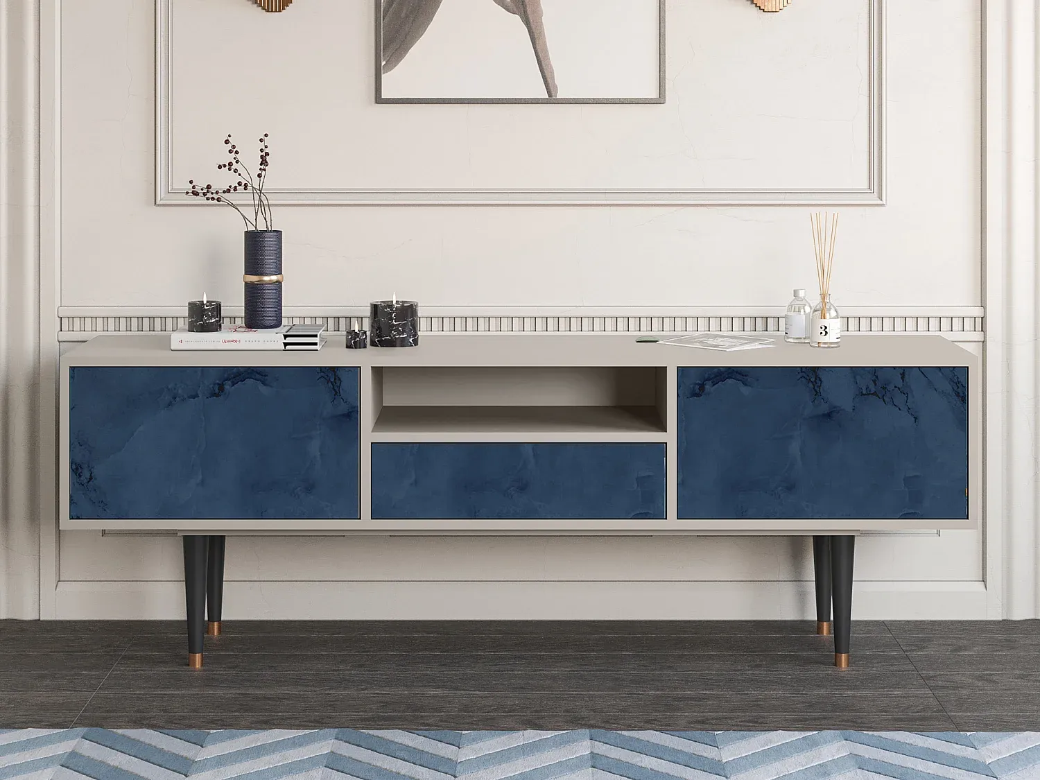 Moderner TV-Schrank mit Stauraum, Sandfarben, 170x59x41 cm-decoravito.com