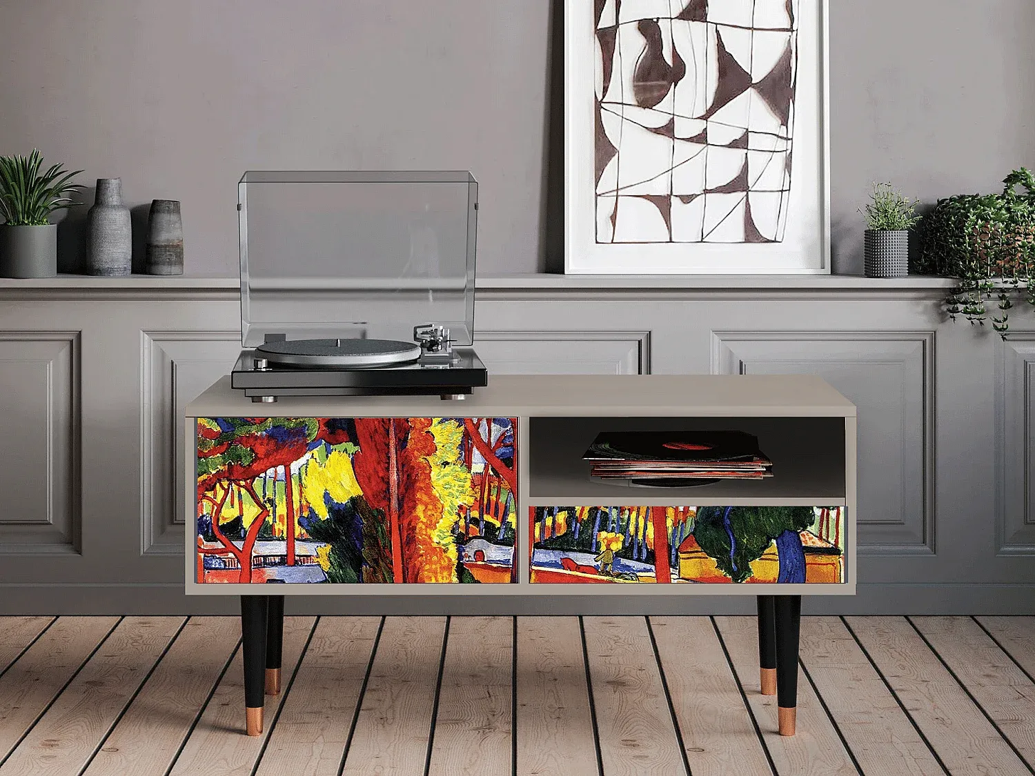 Moderner TV-Schrank mit Stauraum, 115x59x48 cm, Sandfarbe-decoravito.com
