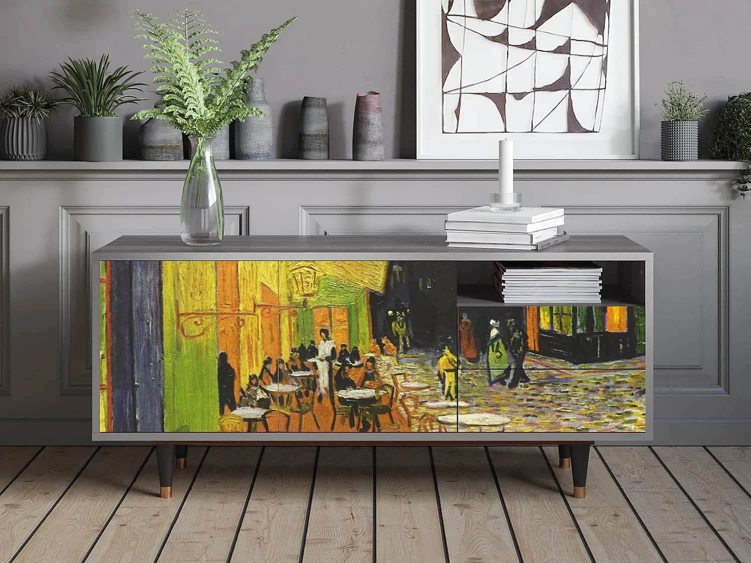 Moderner TV-Ständer mit Stauraum, Grau-decoravito.com
