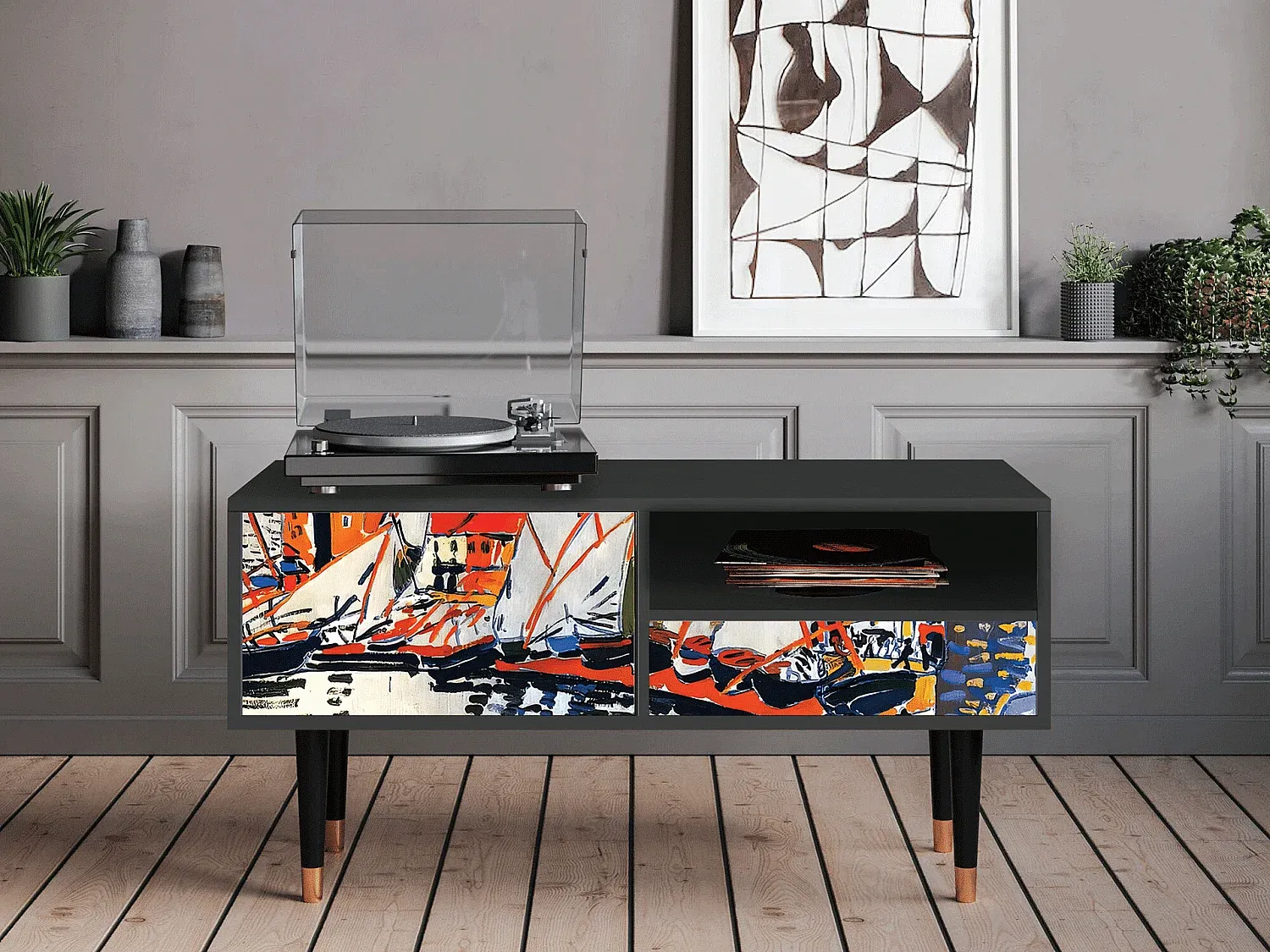 Moderner Fernsehschrank mit Stauraum, Anthrazit-decoravito.com