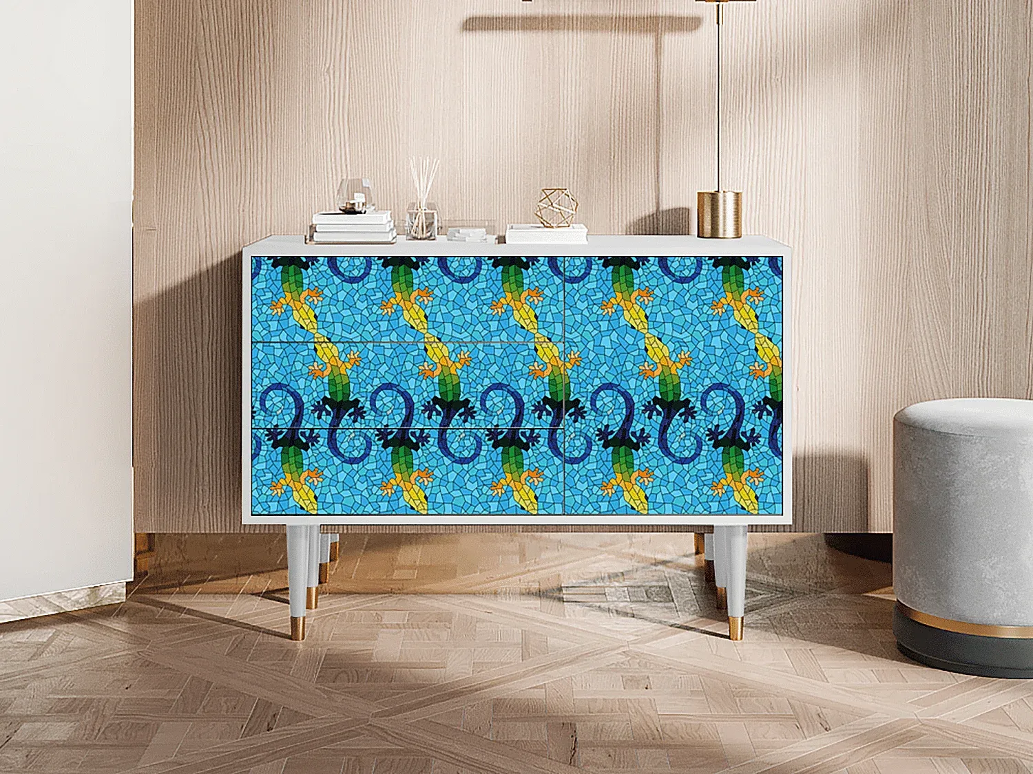 Elegantes Sideboard mit Schubladen und Türen in Weiß-decoravito.com