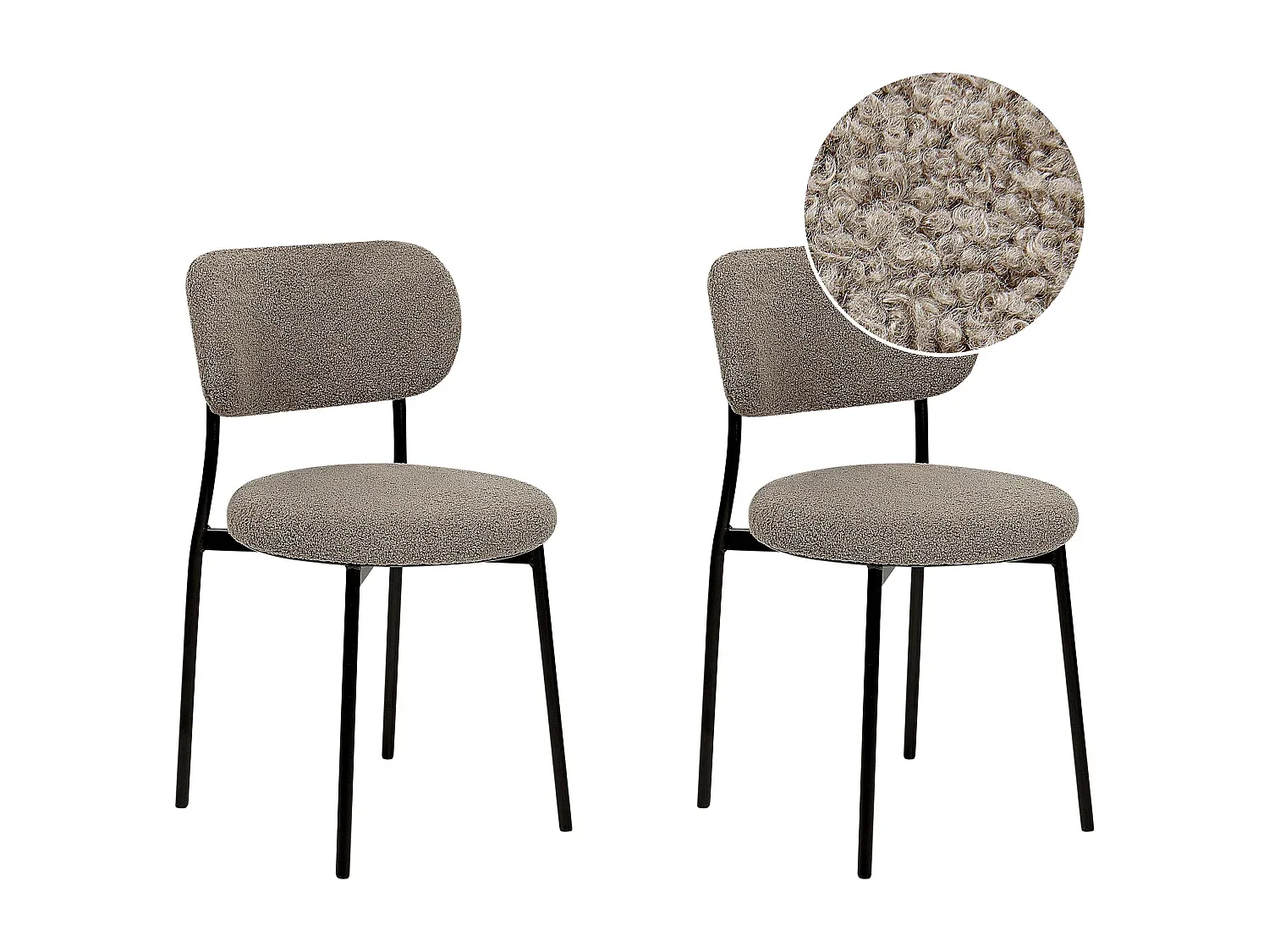 Moderner Esszimmerstuhl im Zweierset, Bouclé Taupe-decoravito.com