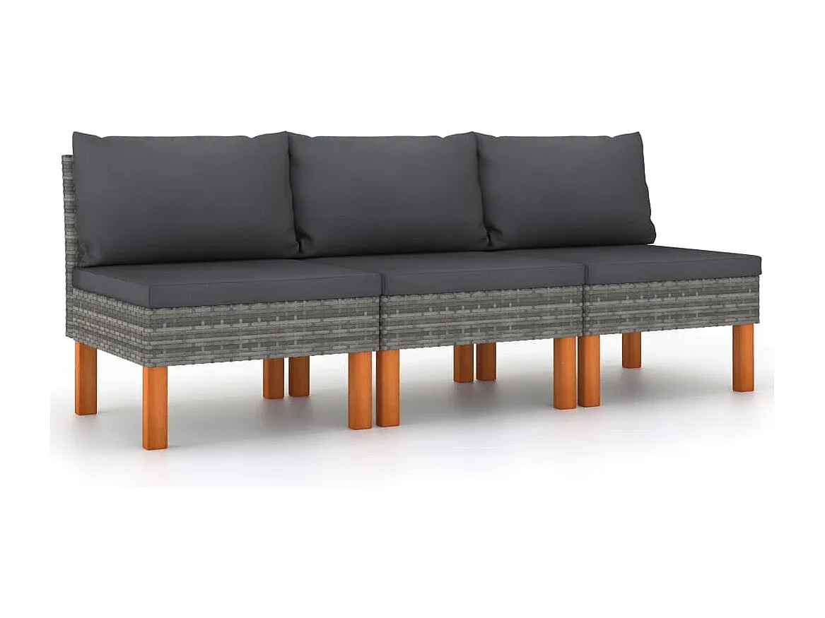 Garten-Mittelsofas aus Rattan und Holz-decoravito.com